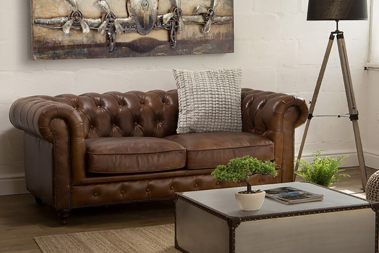 Jefferson Chesterfield  2 Seater Couch - Vintage Brown -
