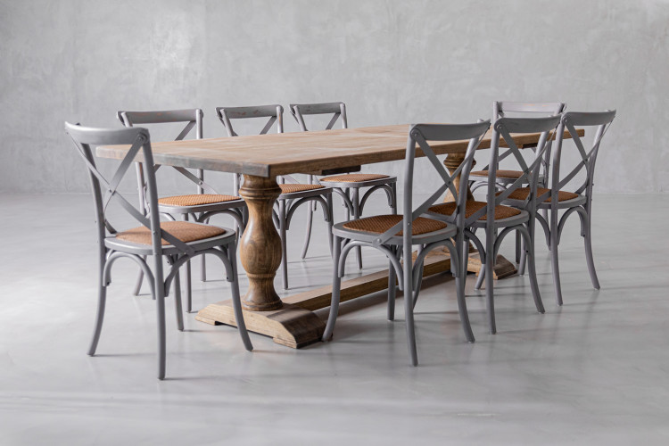 Bordeaux La Rochelle 8 Seater Dining Set - Rustic Grey  - 2.4m 8 Seater Dining Sets - 1