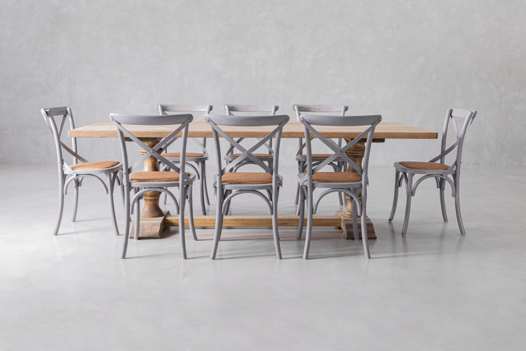 Bordeaux La Rochelle 8 Seater Dining Set - Rustic Grey  - 2.4m 8 Seater Dining Sets - 4