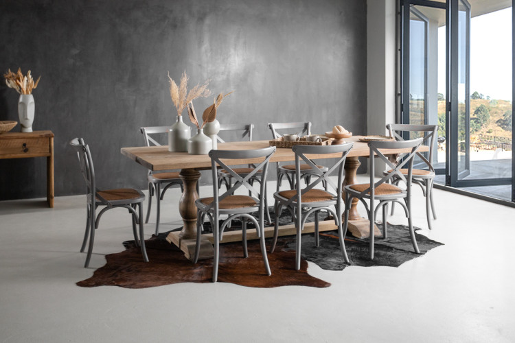 Bordeaux La Rochelle 8 Seater Dining Set - Rustic Grey  - 2.4m 8 Seater Dining Sets - 1