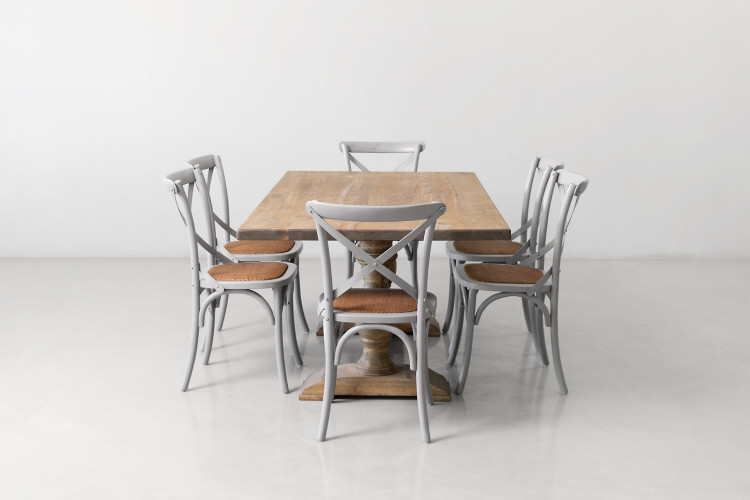 Bordeaux La Rochelle 6 Seater Dining Set - Rustic Grey - 1.9m 6 Seater Dining Sets - 1