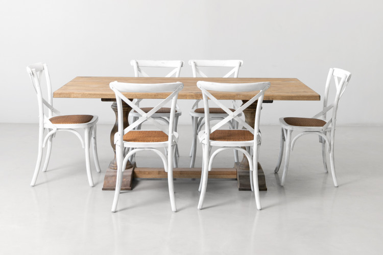 Bordeaux La Rochelle 6 Seater Dining Set - Rustic White - 1.9m All Dining Sets - 1