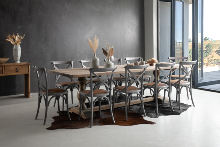 Bordeaux La Rochelle 10 Seater Dining Set - Rustic Grey - 2.7m 10 Seater Dining Sets - 1