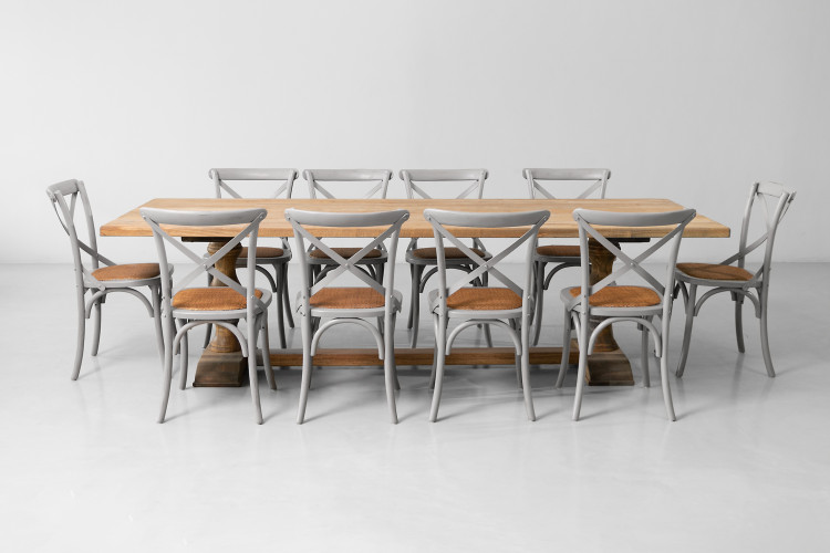 Bordeaux La Rochelle 10 Seater Dining Set - Rustic Grey - 2.7m 10 Seater Dining Sets - 1