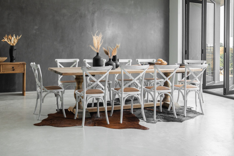 Bordeaux La Rochelle 10 Seater Dining Set - Rustic White - 2.7m 10 Seater Dining Sets - 1