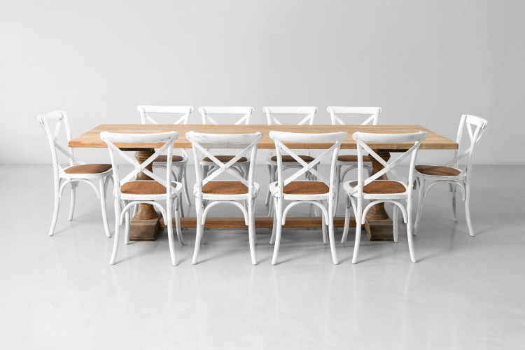 Bordeaux La Rochelle 10 Seater Dining Set - Rustic White - 2.7m 10 Seater Dining Sets - 1