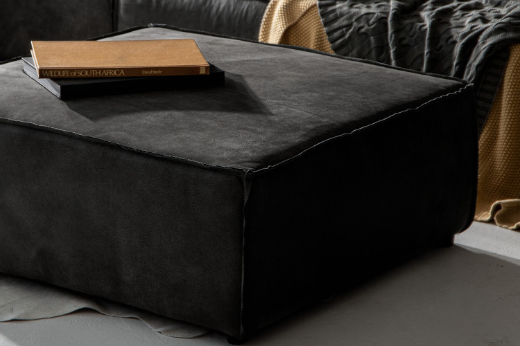 Jagger Leather Ottoman - Lead Ottomans - 1