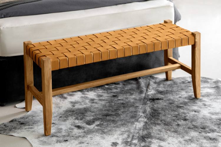 Zachary Leather Bench - Tan Benches - 3