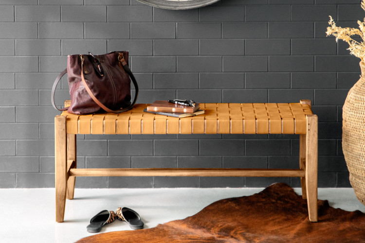 Zachary Leather Bench - Tan Benches - 3