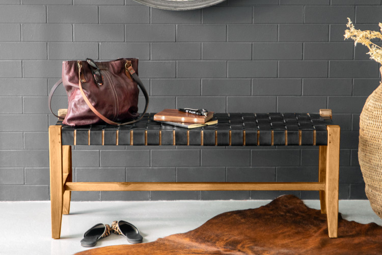 Zachary Leather Bench - Black Benches - 3