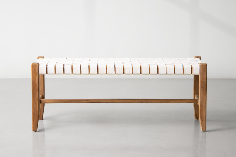 Zachary Leather Bench - White Benches - 4