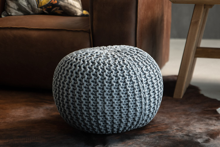 Cotton Pouf - Grey Poufs - 1