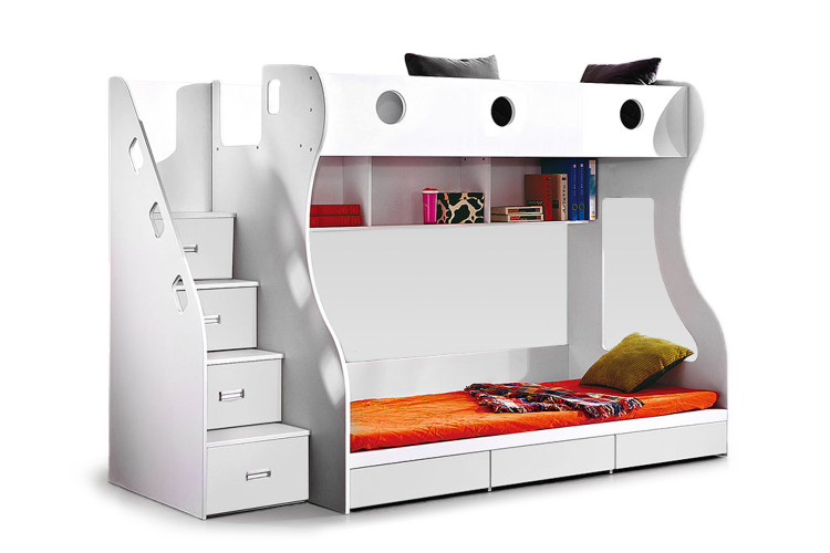 Storage Bunk Bed - White Bunk Beds - 1