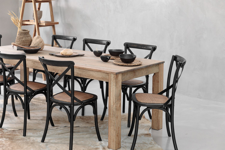 Montreal La Rochelle 8 Seater Dining Set - Rustic Black - 2.4m 8 Seater Dining Sets - 2