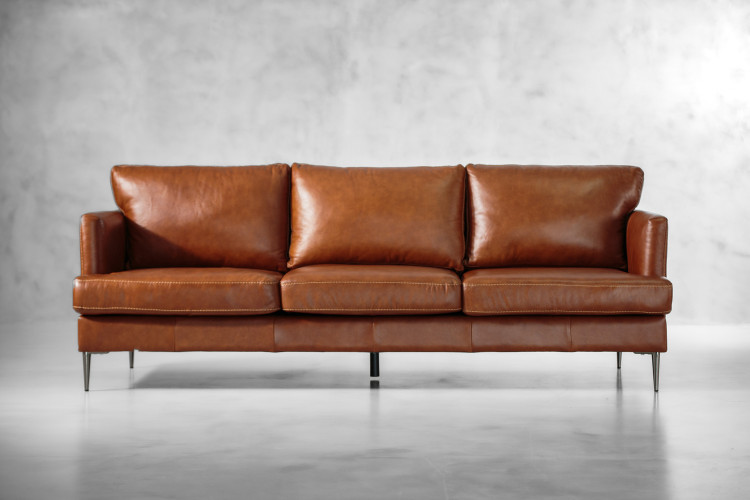 Remington 3-Seater Leather Couch - Burnt Tan 3 - Seater Couches - 1