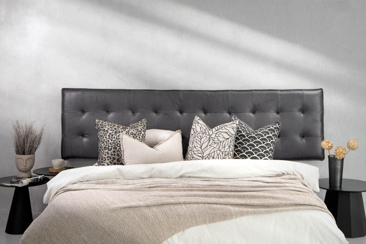 Warwick Grand Leather Headboard - King - Charcoal King Headboards - 1