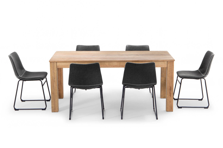 Montreal Halo 6 Seater Dining Set (1.8m) - Ebony 6 Seater Dining Sets - 1