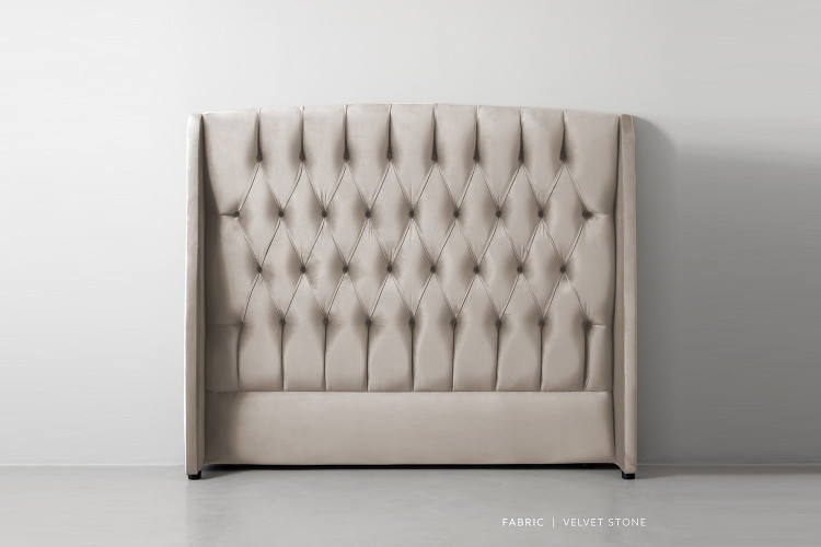 Aubrien Headboard - Queen - Velvet Stone Queen Headboards - 1