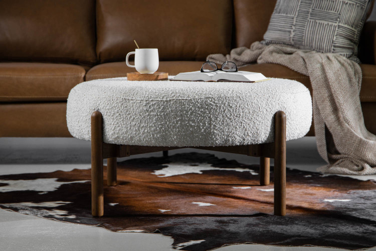 Prague Round Ottoman - Ivory Ottomans and Storage - 1