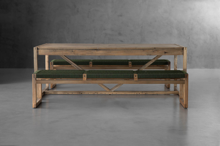 Kingston 6-Seater Dining Set - 2.2m - Military Green 6-Seater Dining Sets - 1