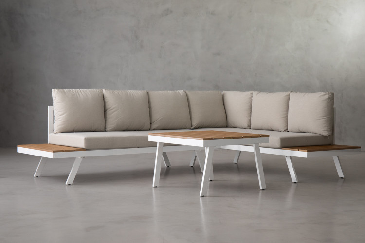 Havana Corner Patio Lounge Set - Stone Corner Patio Lounge Set - 1