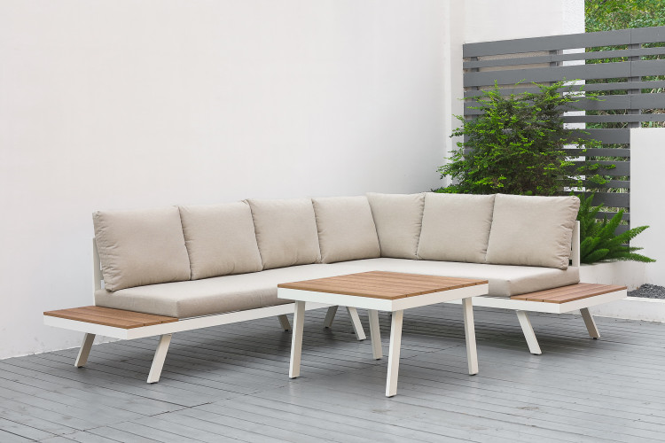 Havana Corner Patio Lounge Set - Stone Corner Patio Lounge Set - 1