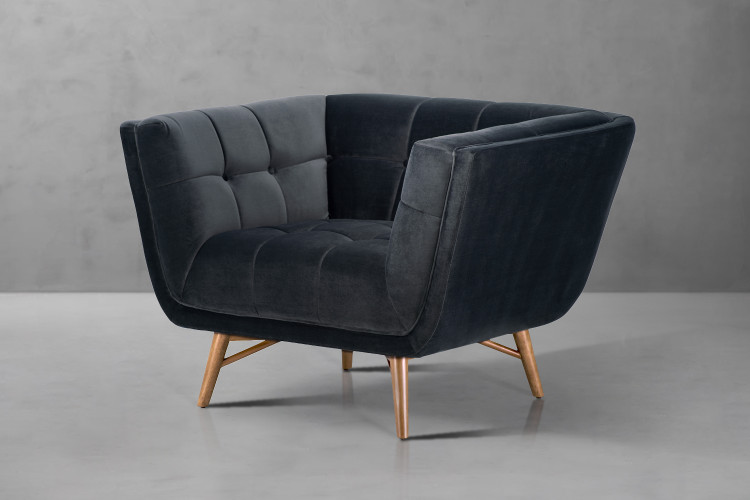 Brando Velvet Armchair - Charcoal Armchairs - 1