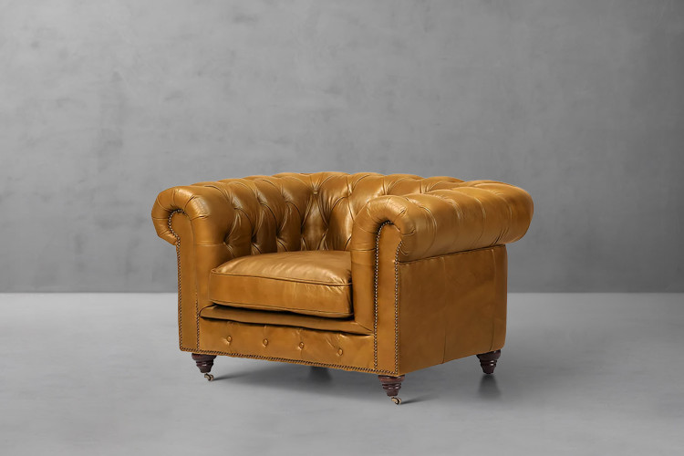 Jefferson Chesterfield Leather Armchair - Tan Brown Armchairs - 1