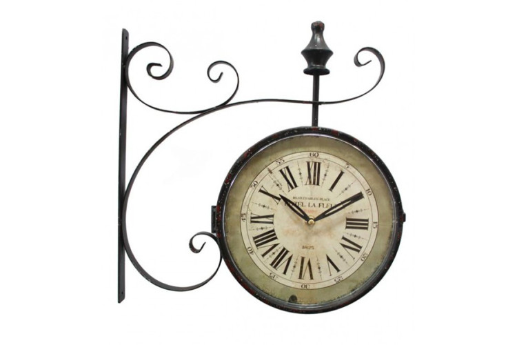 B-1337 - La Fleut Double Sided Iron Wall Clock -