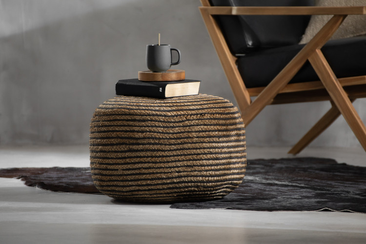 Zale Handmade Ottoman - Natural & Black Ottomans - 1