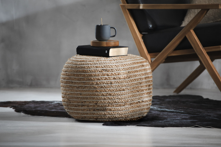 Zale Handmade Ottoman - Natural & White Ottomans - 1