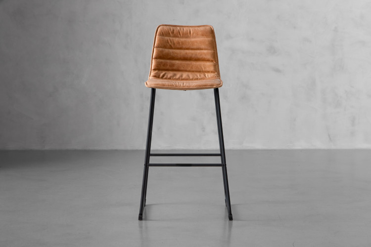 Bennet Leather Tall Bar Chair - Tan Bar Chairs - 1