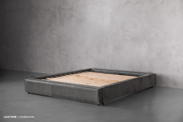 Kendrix Leather Bed Base - Queen - Charcoal Queen Bed Bases - 1