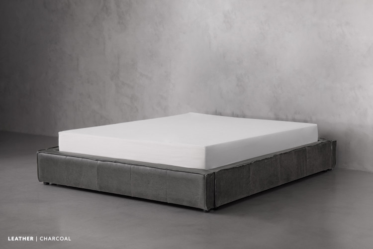 Kendrix Leather Bed Base - Queen - Charcoal Queen Bed Bases - 1