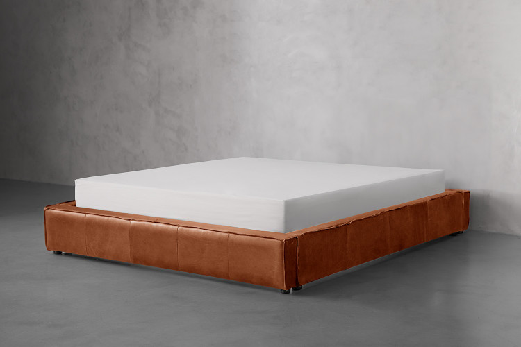 Kendrix Leather Bed Base - Queen - Burnt Tan Queen Bed Bases - 4