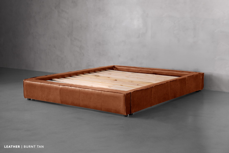 Kendrix Leather Bed Base - Queen - Burnt Tan Queen Bed Bases - 4