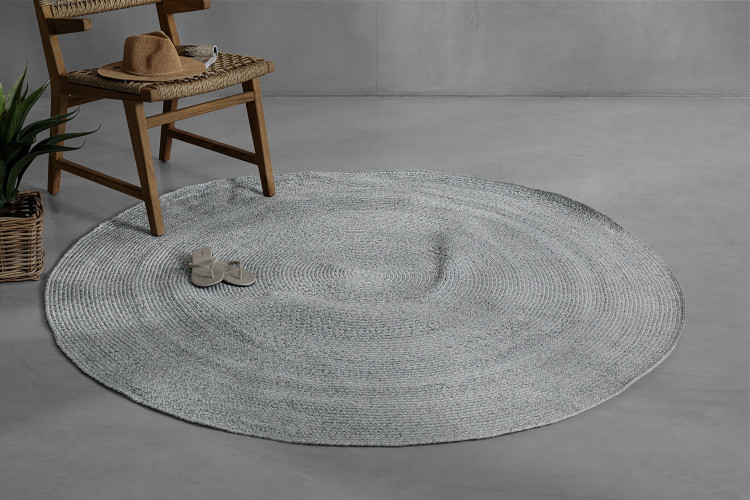Lakota Round Outdoor Rug - Large - Mist Patio Rugs - 1