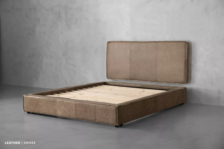 Matlock Kendrix Leather Bed - Queen - Smoke Queen Size Beds - 1