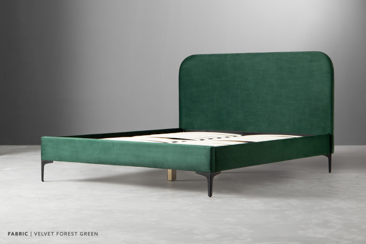 Piper Velvet Bed - Queen - Forest Green Queen Size Beds - 1