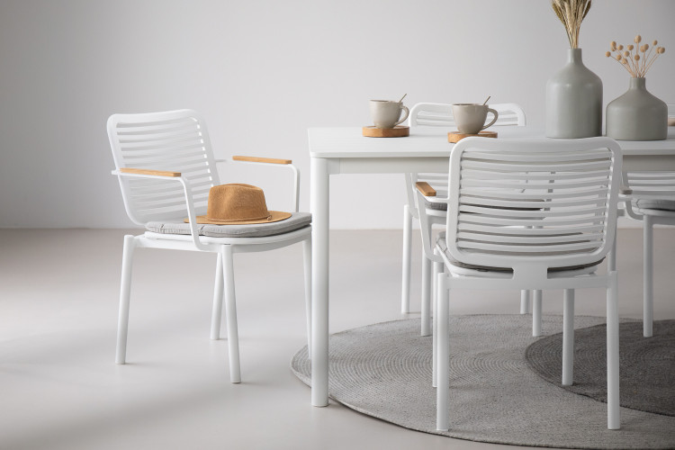 Ceylon Patio Dining Chair - White Patio Dining Chairs - 1