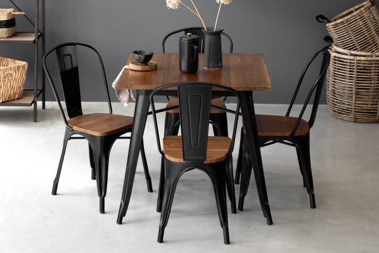 Odell Metal Dining Table - Matte Black -