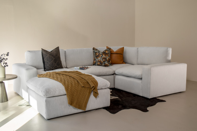 Bexley Modular Couch - Corner Couch Set with Ottoman - Pearl Modular Couches - 2