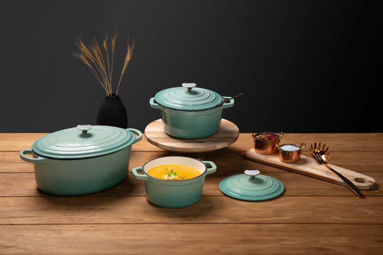 Nouvelle Cast Iron 6-Piece Casserole Set - Misty Teal Nouvelle Cast Iron Sets - 1