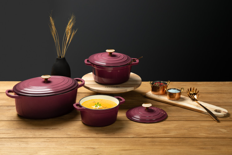 Nouvelle Cast Iron 6-Piece Casserole Set - Plum Nouvelle Cast Iron Sets - 1