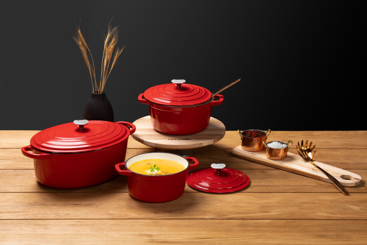 Nouvelle Cast Iron 6-Piece Casserole Set - Red Nouvelle Cast Iron Sets - 1
