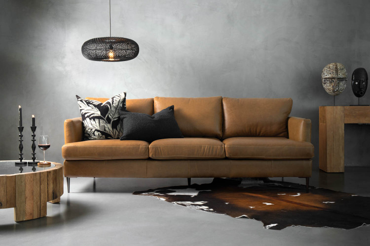 Remington 3-Seater Leather Couch - Sahara 3 Seater Leather Couches - 1