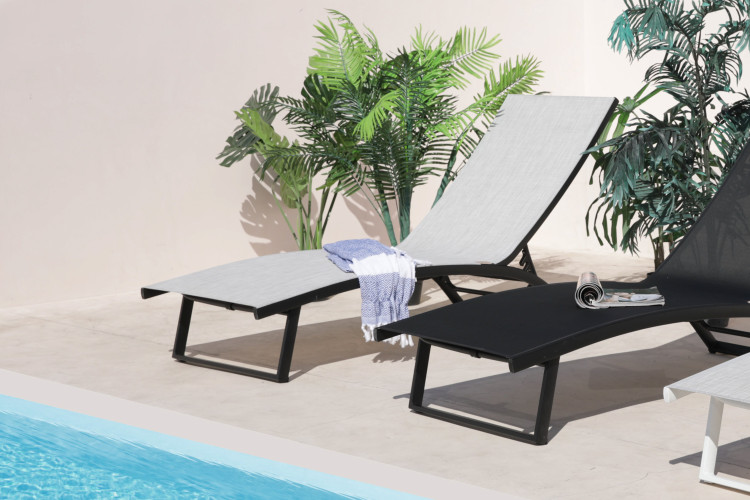 Alayna Pool Lounger - Grey and Black Sun and Pool Loungers - 1