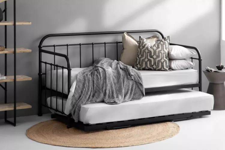 Eralena Metal Daybed  Complete - Matt Black Living Room Furniture - 1