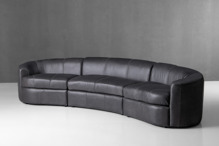 Gracelyn Leather 4-Seater Couch - Charcoal 4 Seater Leather Couches - 2