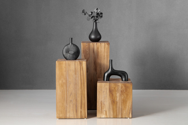 Leora Wooden Decor Stand - Set of 3 Planters and Vases - 1